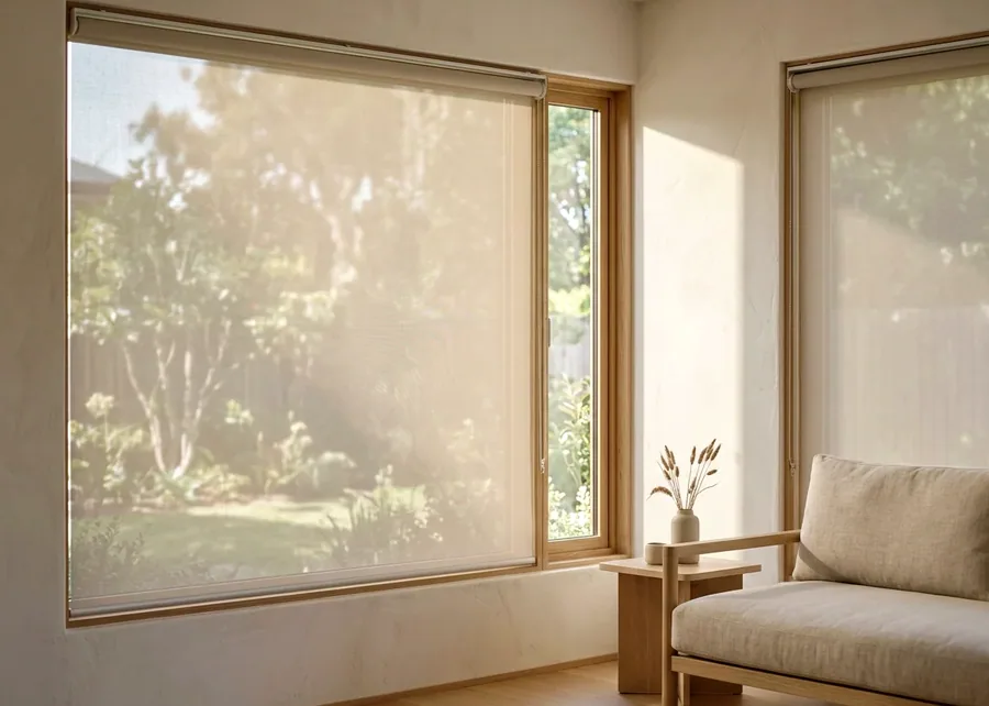 Sunscreen roller blinds fitted in a Midstream home