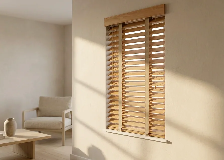 Timber venetian blinds fitted in a Midstream home